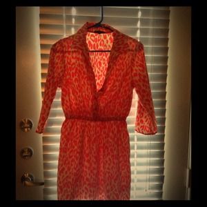 Orange/coral leopard print dress