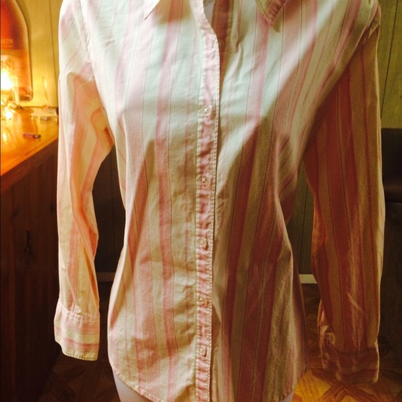 Stripe pink and cream long sleeve button down