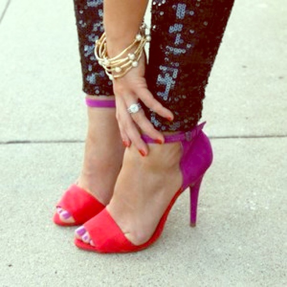 Zara Shoes - ZARA Basic COLORBLOCK Heels Red Purple 36 size 6
