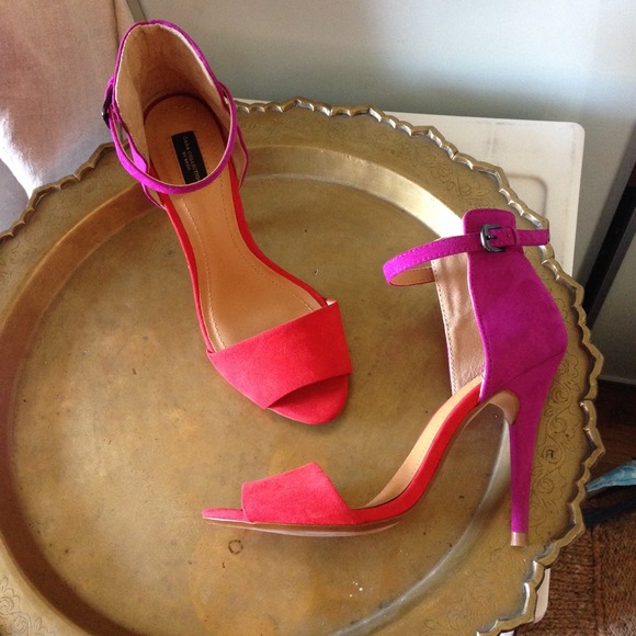 ZARA Basic COLORBLOCK Heels Red Purple 36 size 6 - Picture 2 of 4