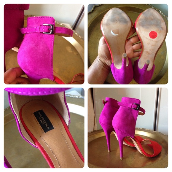ZARA Basic COLORBLOCK Heels Red Purple 36 size 6 - Picture 3 of 4