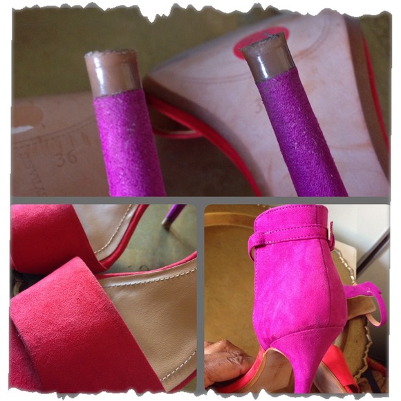 ZARA Basic COLORBLOCK Heels Red Purple 36 size 6 - Picture 4 of 4