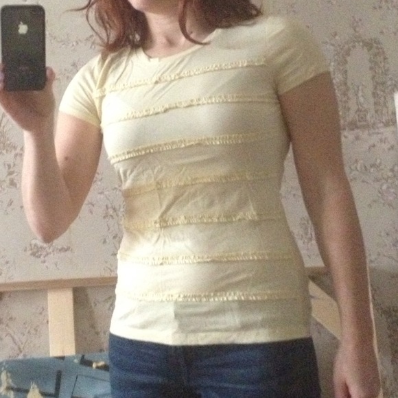 SOLD. Talbots Yellow Tee with Ruffles