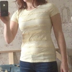 SOLD. Talbots Yellow Tee with Ruffles