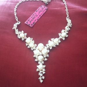 Betsey Johnson pearl and crystal necklace