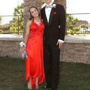 2013 Red, High-Low, Halter Prom Dress