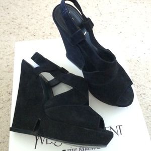 YSL suede Hortense wedges - Black