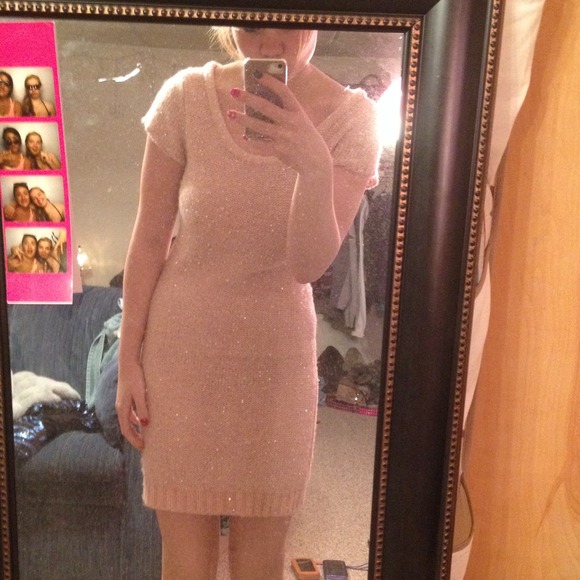 Pink sparkly knit dress