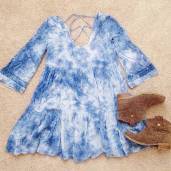 Blue Tie-Dye Babydoll Dress