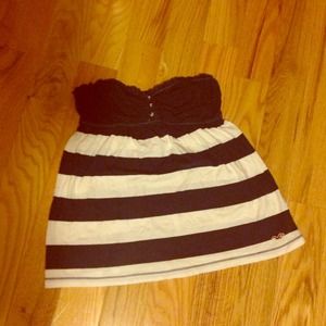 Hollister Strapless Navy blue and White Top