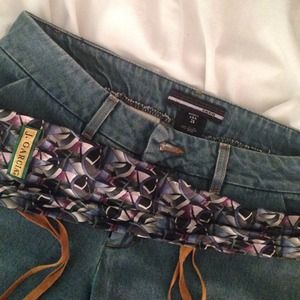 Bebe Flare Jeans with Necktie Belt