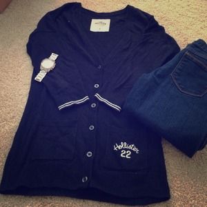 Dark blue hollister cardigan