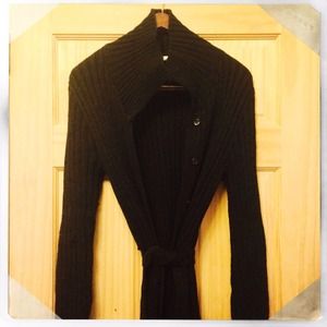 Long Black Knit Sweater Jacket