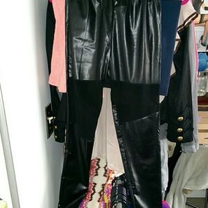 Faux leather and mesh leggings