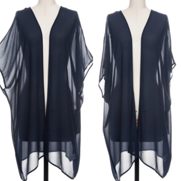 39 Navy blue sliced back cardigan - Picture 3 of 3