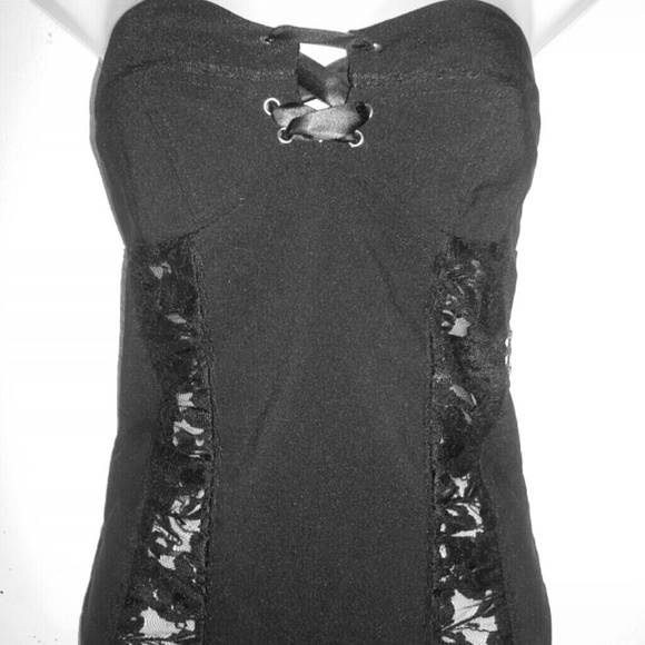 Black Lace Inset Bustier