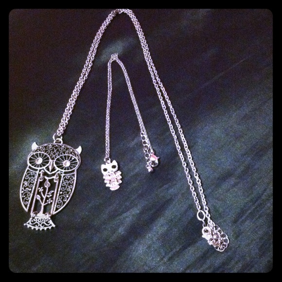 🎉SOLD🎊Silver Owl Necklace Duo