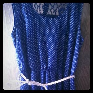 Beautiful navy dress w/ spots TRADES WELCOME