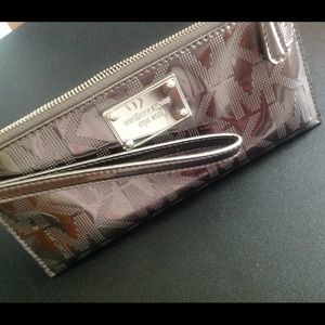 Long thin Michael Kors metallic grey wallet.
