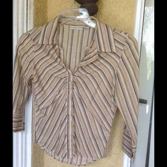 Brown striped Button up blouse