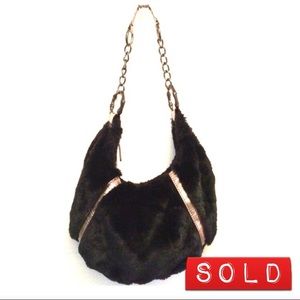 Black Faux Fur Handbag