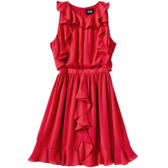 Ruffle dress in Apple Red