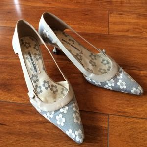 Manolo Blahnik mid/low heel in Grey Canepa size 40