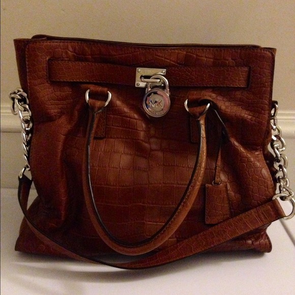 Michael Kors Authentic croc brown Hamilton
