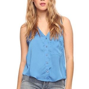 Blue Silky Tulip Back Tank Top