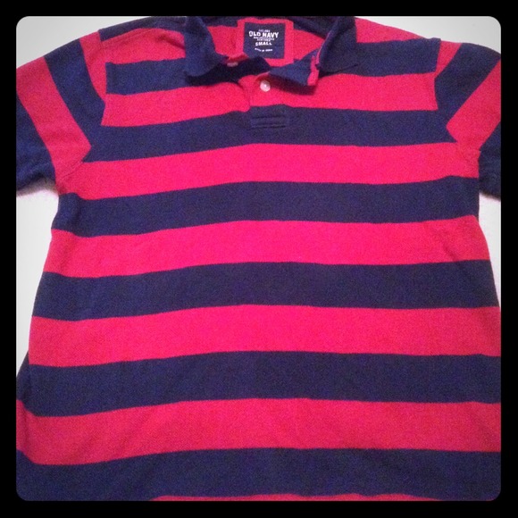 🍃Men's red and blue stripe polo