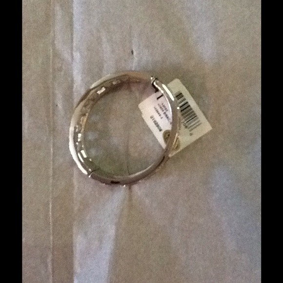 Silver Bangle with crystals encased on the top. - Picture 2 of 3