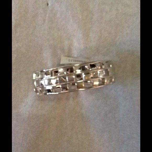 Silver Bangle with crystals encased on the top. - Picture 3 of 3
