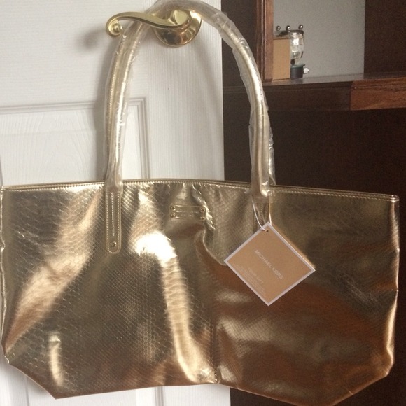 100% authentic Michael Kors gold tote