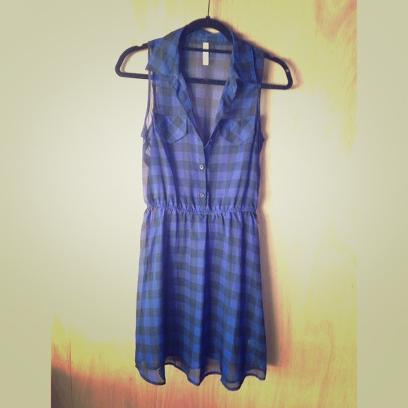Blue and black checker dress