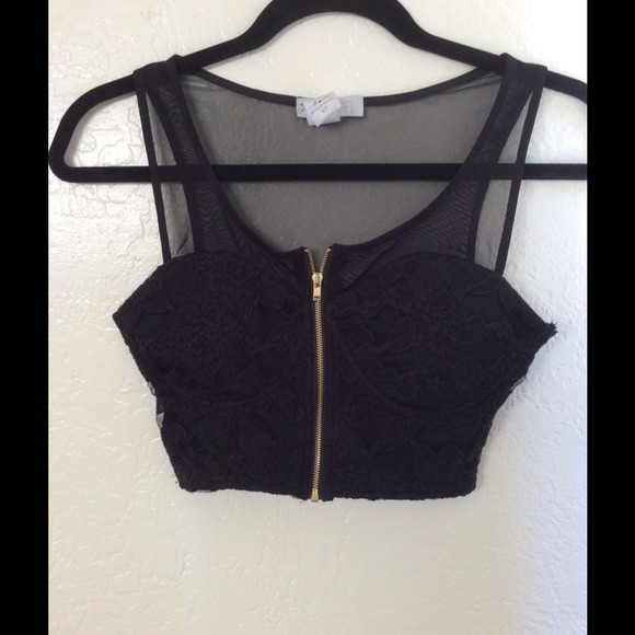 Black Mesh Crop Top