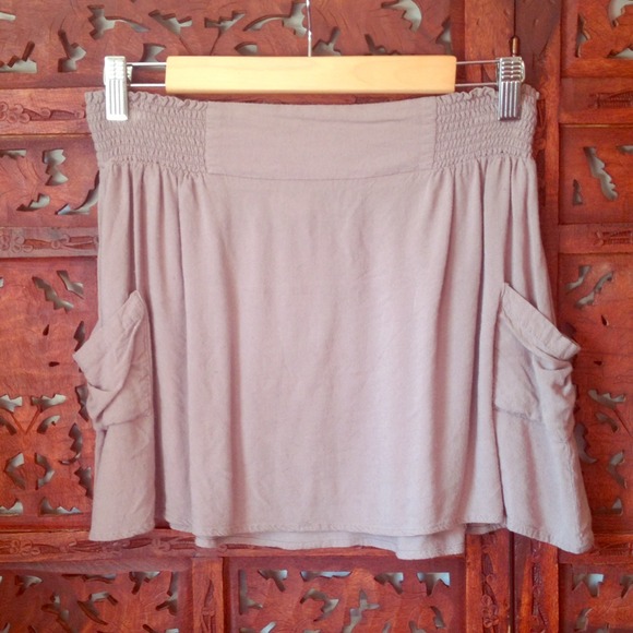 Super Comfy Smocked Skirt - Taupe