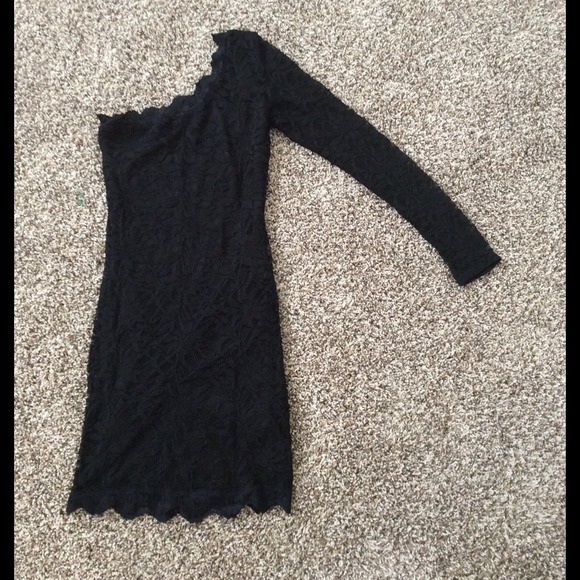 One Shoulder Lace Little Black Dress