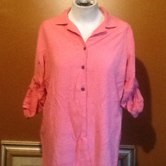 Pink button up 3/4 sleeves. - Picture 1 of 3