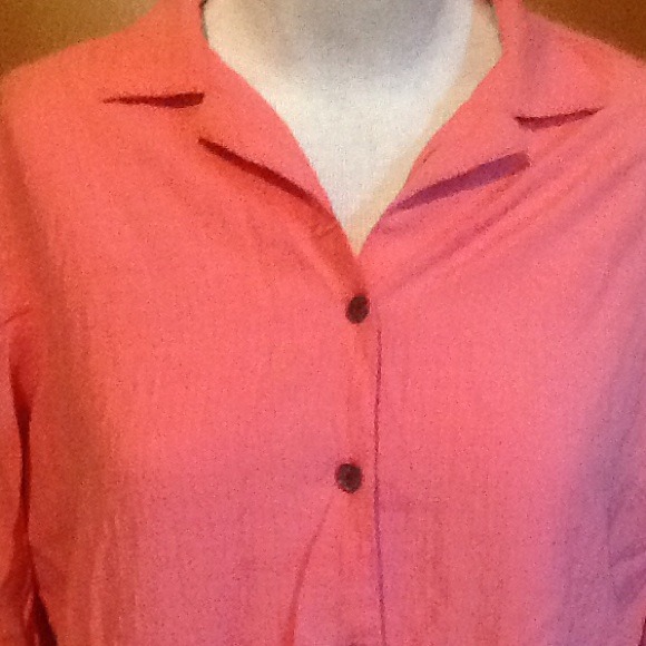 Pink button up 3/4 sleeves. - Picture 2 of 3