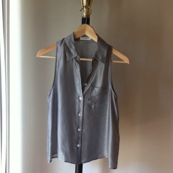 Unworn equipment top, blue and white stripes