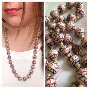 Tribal Painted Beaded Necklace