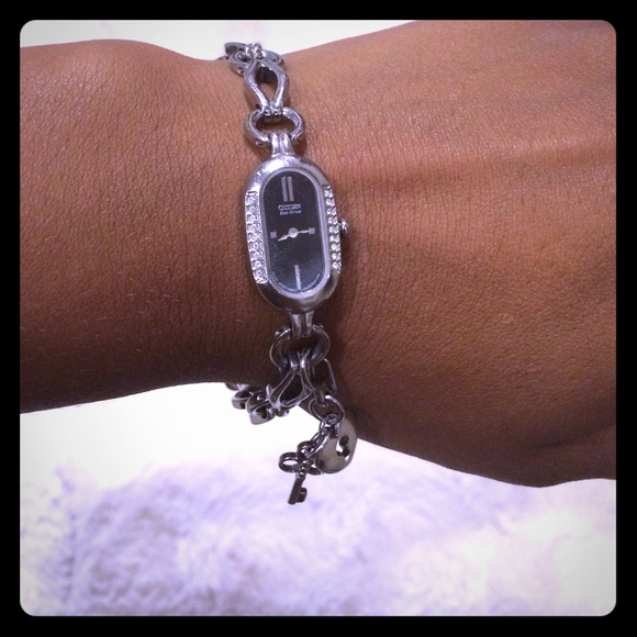 Citizen watch Stainelss steel w/heart &lock charm