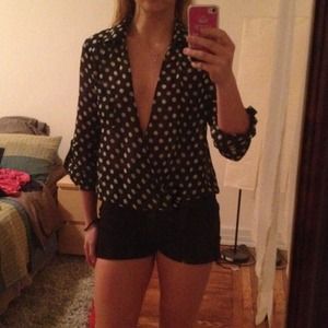 Black and white polka dot blouse