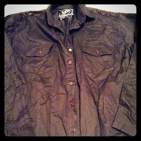 💝Dressy Men's gray polka dot button up!