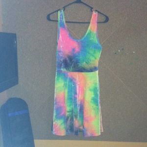 Neon velvet skater dress