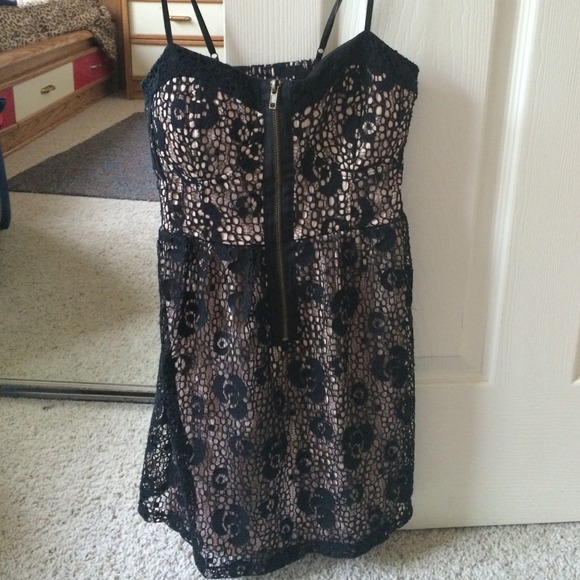 Lace black nude under dress