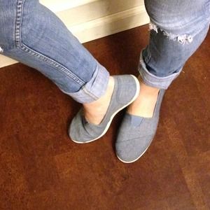 Chambray Slip On Flats