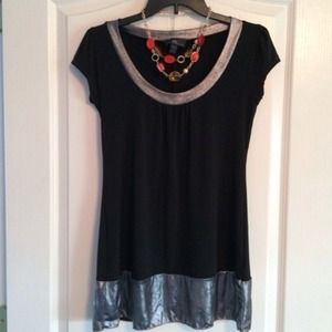 Black metallic trim dress/shirt