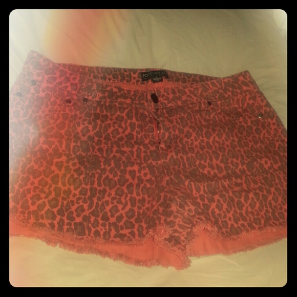 Coral Cheetah Print Cutoffs
