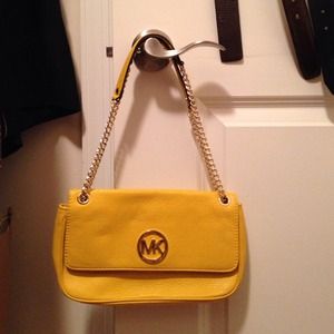 Authentic Yellow pebble leather Michael Kors bag
